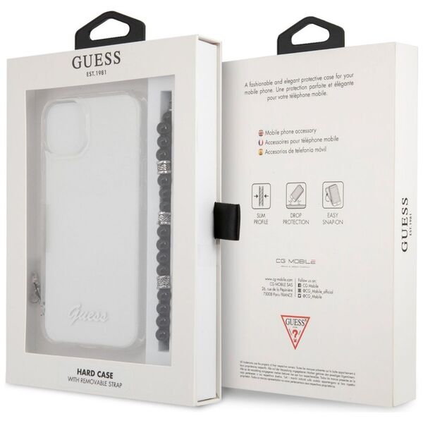 Guess Apple iPhone 13 Mini (5.4) PC Script and Black Pearls hátlapvédő tok átlátszó (GUHCP13SKPSBK) 3666339025199
