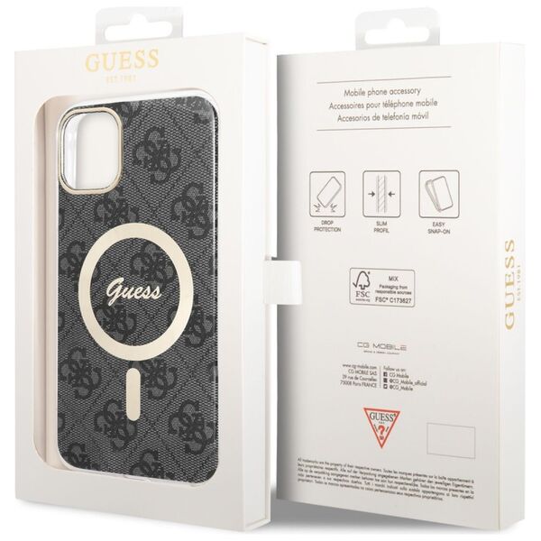 Guess 4G IML MagSafe Apple iPhone 11 (6.1) 2019 hátlapvédő tok fekete (GUHMN61H4STK) 3666339126797