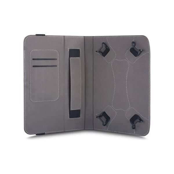 Univerzális 7-8&quot; kinyitható műbőr tablet tok sötétkék - szürke 5900495371430
