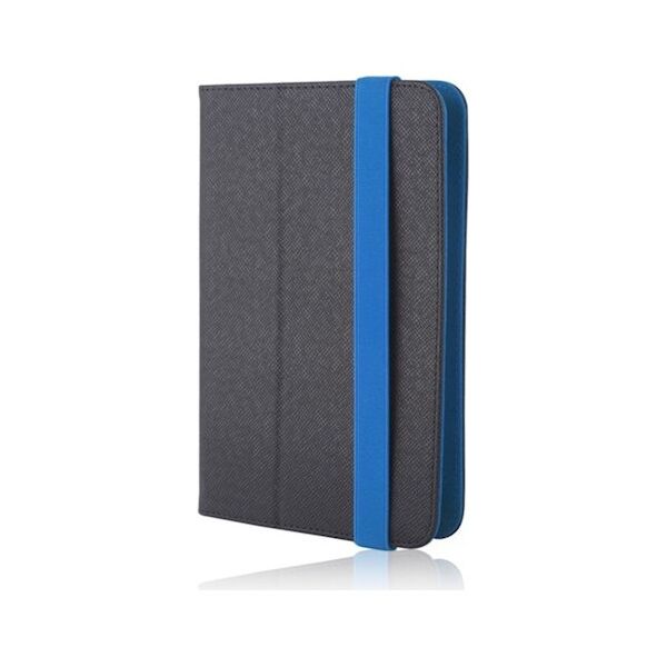 Univerzális 9-10&quot; kinyitható műbőr tablet tok fekete - kék 5900495641984