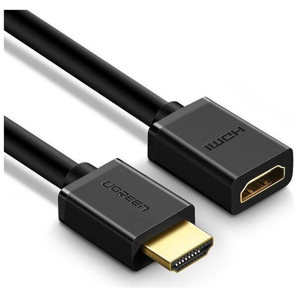 HDMI male to HDMI female cable UGREEN HD107, FullHD, 3D, 0.5m (black) 6957303811403