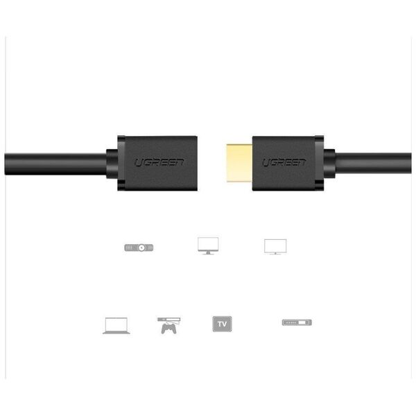 HDMI male to HDMI female cable UGREEN HD107, FullHD, 3D, 2m (black) 6957303811427