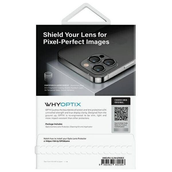 Tempered Glass for Camera IPHONE 14 / 14 PLUS UNIQ Optix Aluminium Camera Lens Protector z Aplikatorem czarny 8886463682395