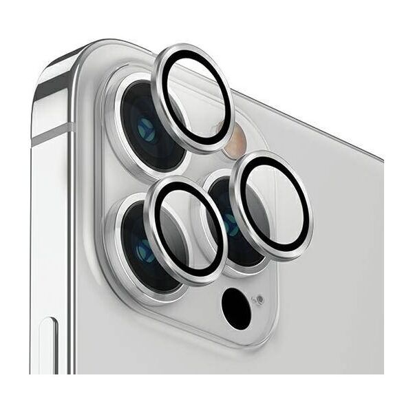 Tempered Glass for Camera IPHONE 14 PRO / 14 PRO MAX UNIQ Optix Aluminium Camera Lens Protector z Aplikatorem srebrny 8886463682463