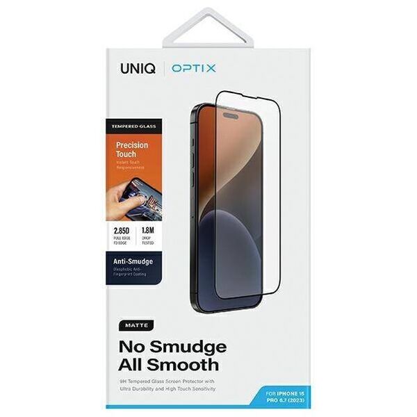 Tempered Glass 5D APPLE IPHONE 15 PRO MAX UNIQ Optix Matte with Applicator 8886463686034