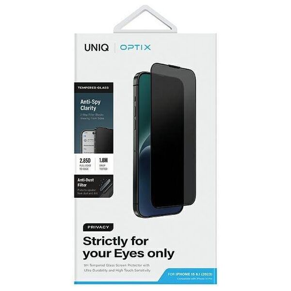 Tempered Glass 5D APPLE IPHONE 15 UNIQ Optix Privacy with Applicator 8886463685891