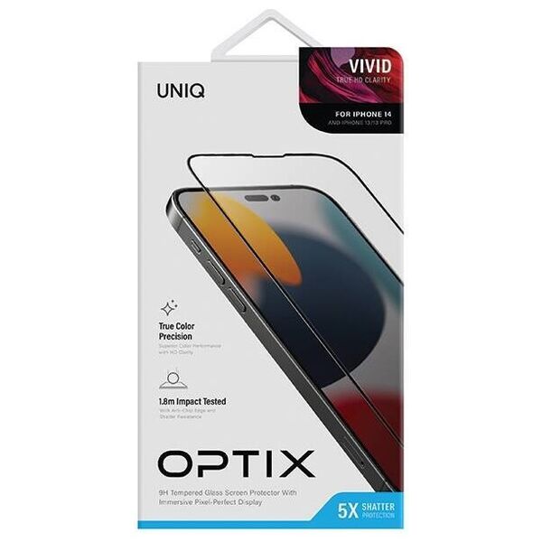 Tempered Glass 5D IPHONE 14 UNIQ Optix Vivid with Applicator 8886463682111