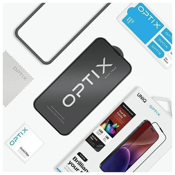Tempered Glass 5D APPLE IPHONE 15 PRO UNIQ Optix Vivid with Applicator 8886463685969
