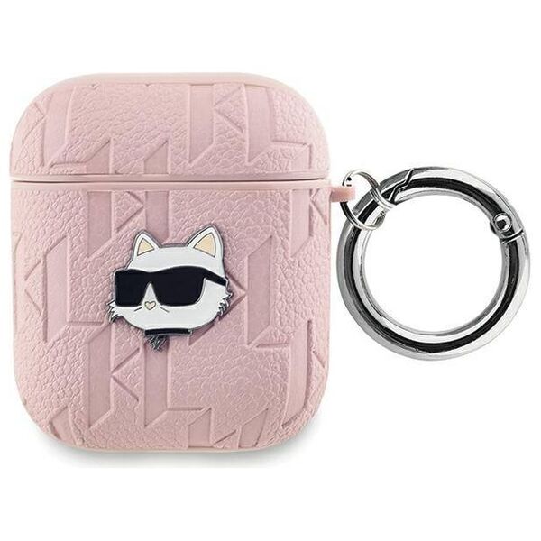Original Case APPLE AIRPODS Karl Lagerfeld Cover Monogram Choupette Head pink 3666339283711