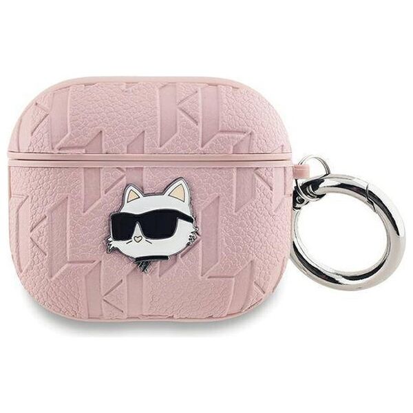 Original Case APPLE AIRPODS 3 Karl Lagerfeld Cover Monogram Choupette Head pink 3666339283735