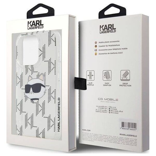 Original Case APPLE IPHONE 15 PRO Karl Lagerfeld Hardcase IML Choupette Head & Monogram (KLHCP15LHKLPCHT) transparent 3666339286309