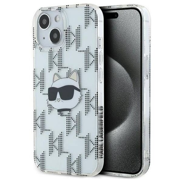 Original Case IPHONE 13 / 14 / 15 Karl Lagerfeld Hardcase IML Choupette Head & Monogram (KLHCP15SHKLPCHT) transparent 3666339286286