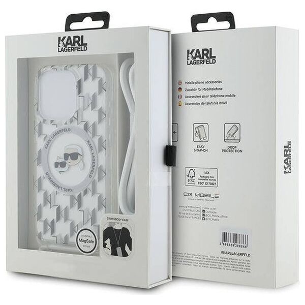 Original Case APPLE IPHONE 15 PRO Karl Lagerfeld Hardcase Silicone Choupette Head MagSafe (KLHMP15LHCKCKLCT) transparent 3666339286866