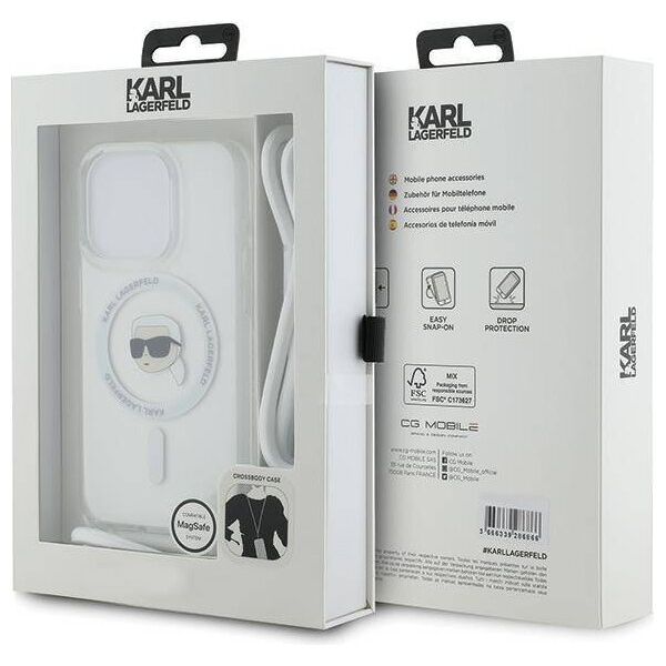 Original Case APPLE IPHONE 15 PRO Karl Lagerfeld Hardcase Silicone Choupette Head MagSafe (KLHMP15LHCKHNT) transparent 3666339287009