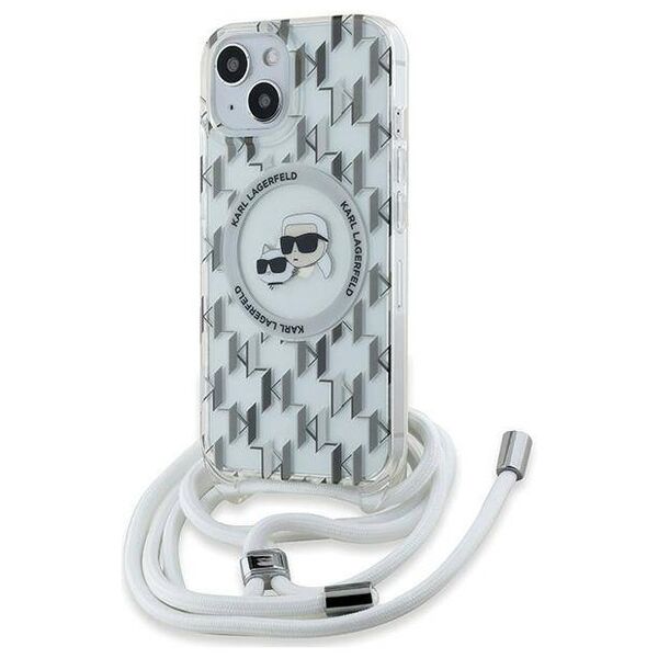 Original Case IPHONE 13 / 14 / 15 Karl Lagerfeld Hardcase Liquid Glitter Karl Head MagSafe (KLHMP15SHCKCKLCT) transparent 3666339286842