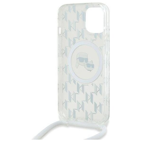 Original Case IPHONE 13 / 14 / 15 Karl Lagerfeld Hardcase Liquid Glitter Karl Head MagSafe (KLHMP15SHCKCKLCT) transparent 3666339286842