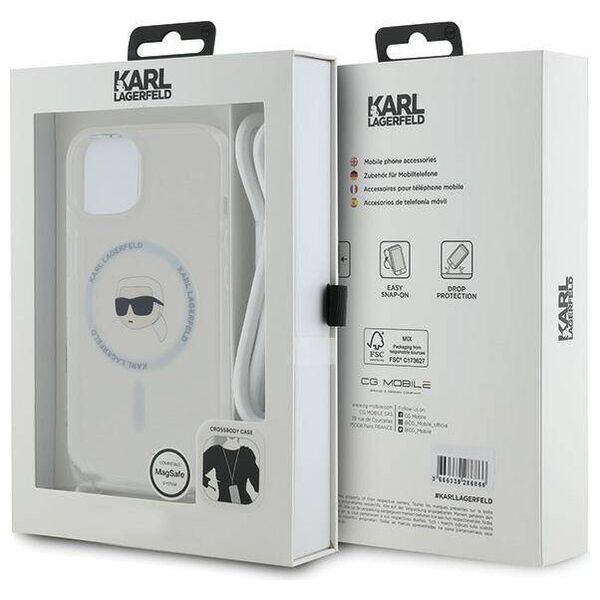 Original Case IPHONE 13 / 14 / 15 Karl Lagerfeld Hardcase Silicone Choupette Head MagSafe (KLHMP15SHCKHNT) transparent 3666339286989