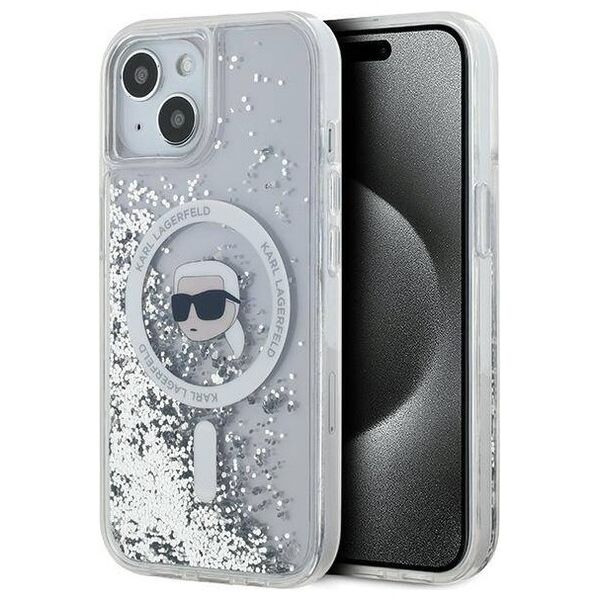 Original Case IPHONE 13 / 14 / 15 Karl Lagerfeld Hardcase Silicone Choupette Head MagSafe (KLHMP15SLGKISGH) transparent 3666339285586