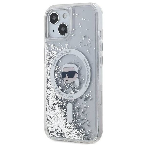 Original Case IPHONE 13 / 14 / 15 Karl Lagerfeld Hardcase Silicone Choupette Head MagSafe (KLHMP15SLGKISGH) transparent 3666339285586