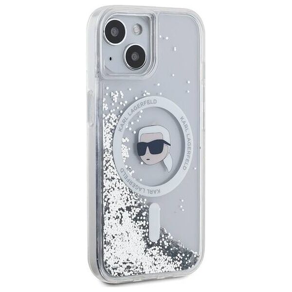 Original Case IPHONE 13 / 14 / 15 Karl Lagerfeld Hardcase Silicone Choupette Head MagSafe (KLHMP15SLGKISGH) transparent 3666339285586