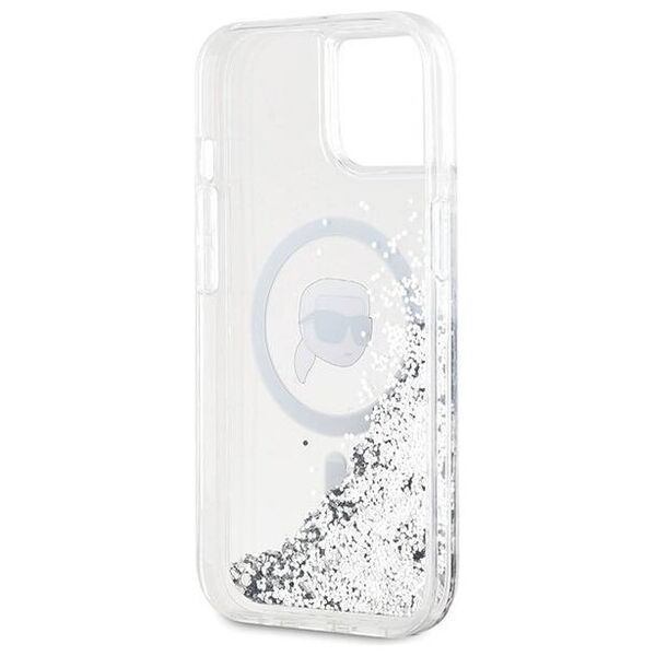 Original Case IPHONE 13 / 14 / 15 Karl Lagerfeld Hardcase Silicone Choupette Head MagSafe (KLHMP15SLGKISGH) transparent 3666339285586