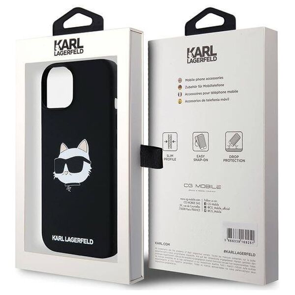 Original Case IPHONE 13 / 14 / 15 Karl Lagerfeld Hardcase Crossbody IML Karl Head MagSafe (KLHMP15SSCHPPLK) black 3666339257262