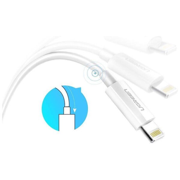 UGREEN Nickel plated Lightning Cable MFi 1m (white) 6957303827282