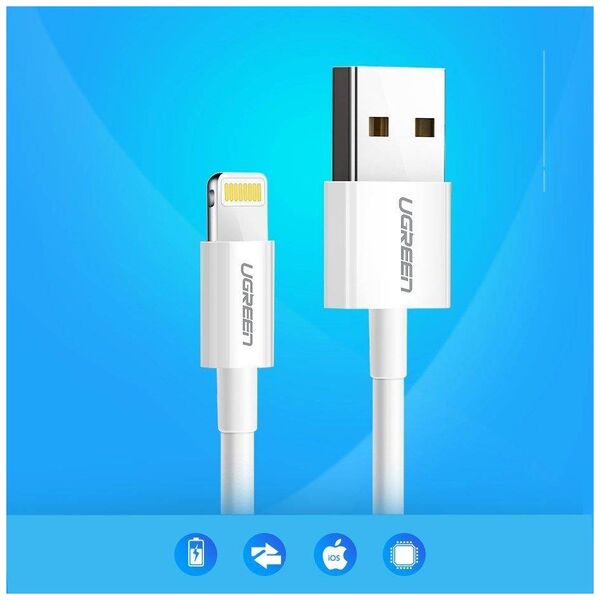UGREEN Nickel plated Lightning Cable MFi 1m (white) 6957303827282