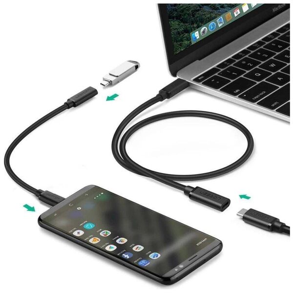 UGREEN USB Type C 3.1 Male to Female Cable Nickel Plating 0.5m (Black) 6957303845743