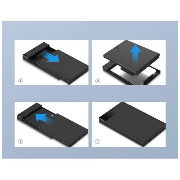 2.5" External HDD/SSD enclosure UGREEN US221, SATA 3.0, USB-C, 50cm (black) 6957303838486