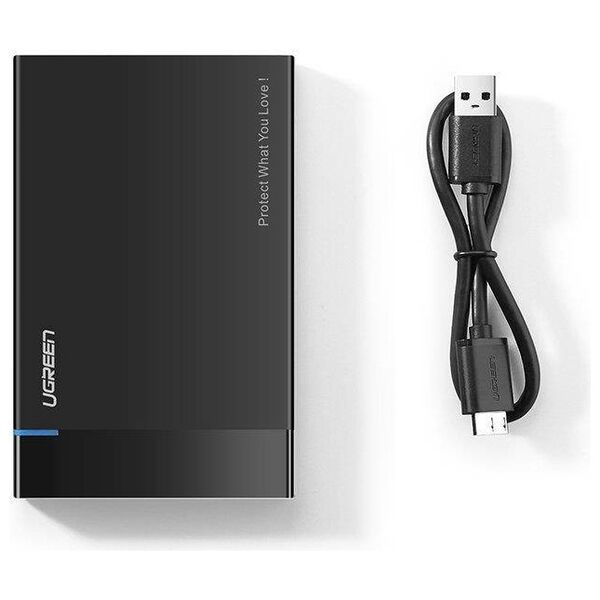 2.5" External HDD/SSD enclosure UGREEN US221, SATA 3.0, USB-C, 50cm (black) 6957303838486