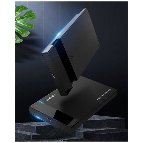 2.5" External HDD/SSD enclosure UGREEN US221, SATA 3.0, USB-C, 50cm (black) 6957303838486
