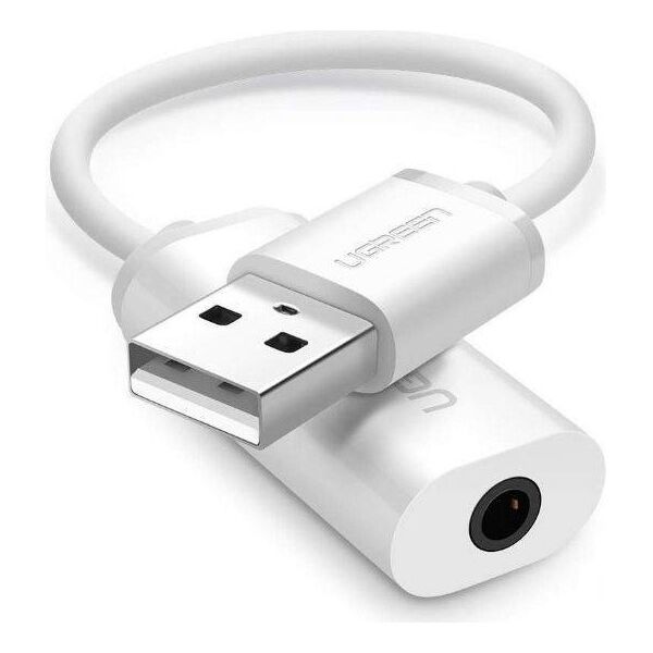UGREEN US206 Audio Adapter, USB to Mini Jack 3.5mm AUX (White) 6957303837120