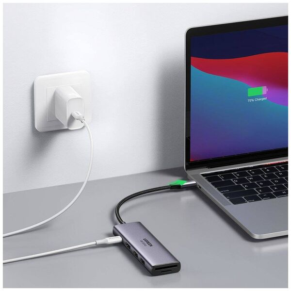 Adapter 5-in-1 UGREEN CM511, Hub USB-C to 2x USB,HDMI, USB-C, TF/SD (Grey) 6957303863846
