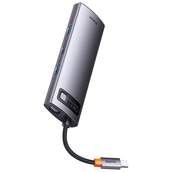 Hub 7in1 Baseus Metal Gleam Series, USB-C to 3x USB 3.0 + HDMI + USB-C PD + VGA + Ethernet RJ45 6932172608248