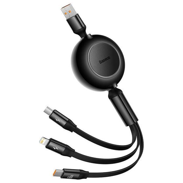 Baseus Bright Mirror 3, USB 3-in-1 cable for micro USB / USB-C / Lightning 66W / 2A 1.1m (Black) 6932172609092