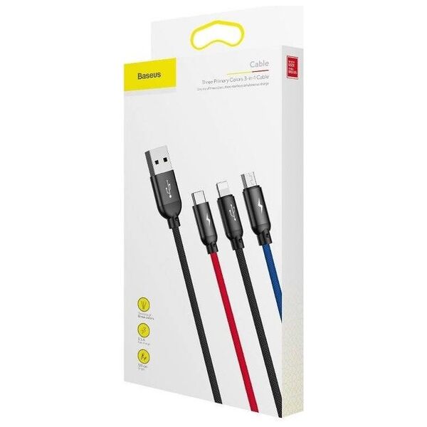Baseus 3in1 Cable USB-C / Lightning / Micro 3,5A 0,3m (Black) 6953156273931