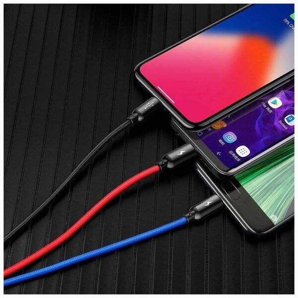 Baseus 3in1 Cable USB-C / Lightning / Micro 3,5A 0,3m (Black) 6953156273931
