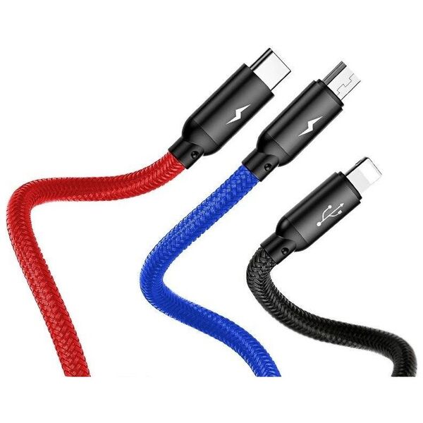 Baseus 3in1 Cable USB-C / Lightning / Micro 3,5A 0,3m (Black) 6953156273931