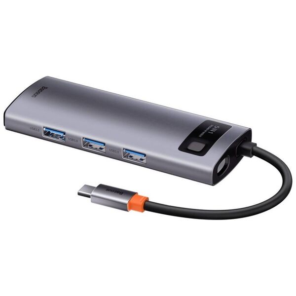 Hub 5in1 Baseus Metal Gleam Series, USB-C to 3x USB 3.0 + HDMI + USB-C PD 6953156204638