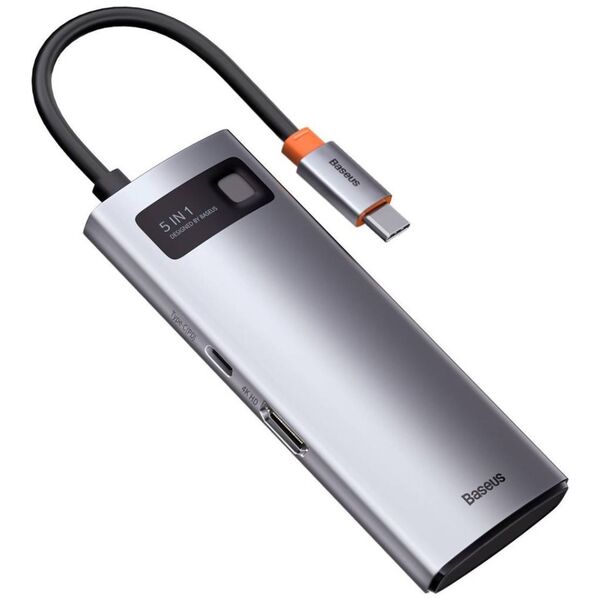 Hub 5in1 Baseus Metal Gleam Series, USB-C to 3x USB 3.0 + HDMI + USB-C PD 6953156204638