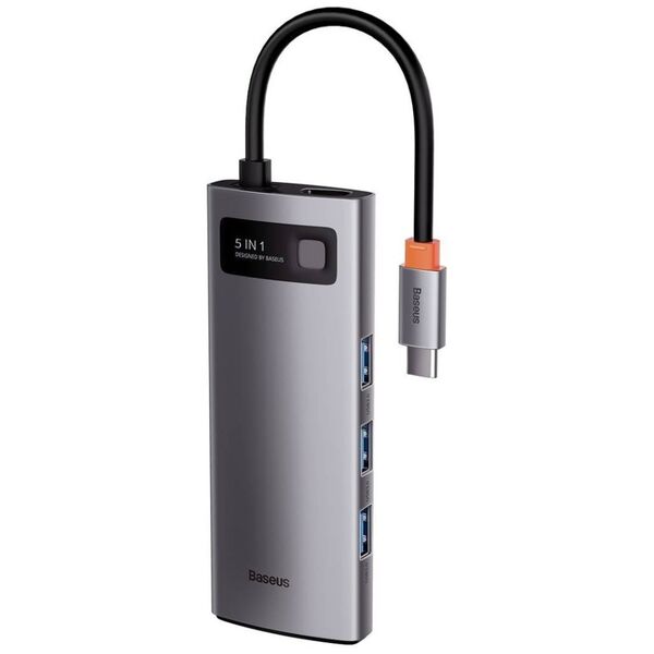 Hub 5in1 Baseus Metal Gleam Series, USB-C to 3x USB 3.0 + HDMI + USB-C PD 6953156204638