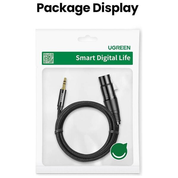 UGREEN AV131 Female XLR cable for jack 3.5 men - 2m (black) 6957303822447