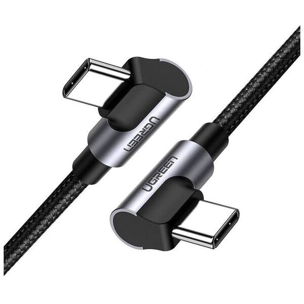USB-C to USB-C Angled Cable UGREEN US323, PD, 3A 60W, 1m (Black) 6957303875290