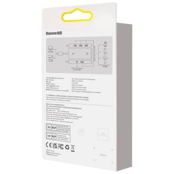 HUB  Adapter 4-Port USB-C Baseus OS-Lite 25cm (Black) 6932172628352