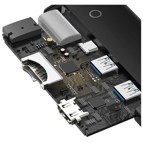 Hub Baseus OS Lite 6-Port (Type-C to HDMI+USB3.0*2+PD+SD/TF) (black 6932172628376