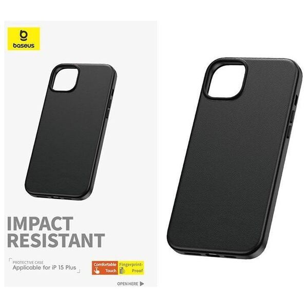 Case APPLE IPHONE 15 PLUS Baseus Fauxther Series black 6932172641153