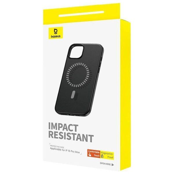 Case APPLE IPHONE 15 PRO MAX Baseus Fauxther Series MagSafe black 6932172641276
