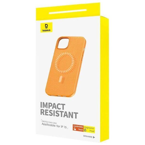 Case APPLE IPHONE 15 Baseus Fauxther Series MagSafe orange 6932172641306