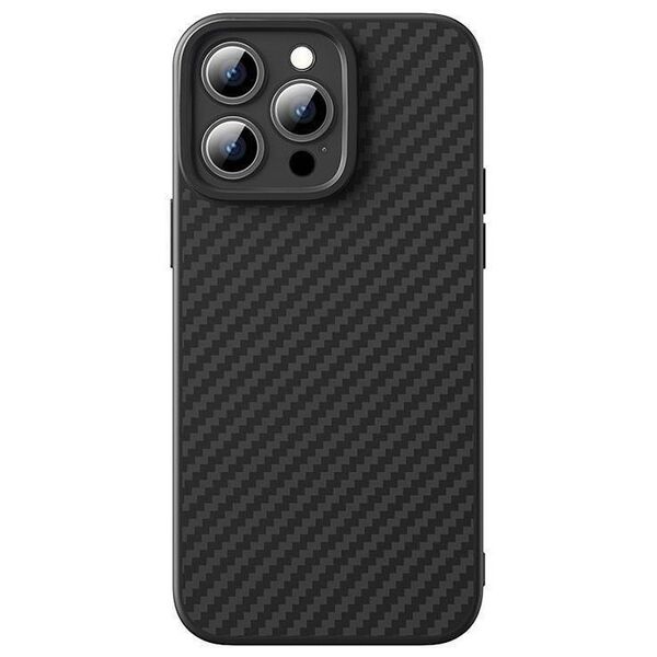 Case + Tempered Glass APPLE IPHONE 15 PRO Baseus Synthetic Fiber black 6932172645328